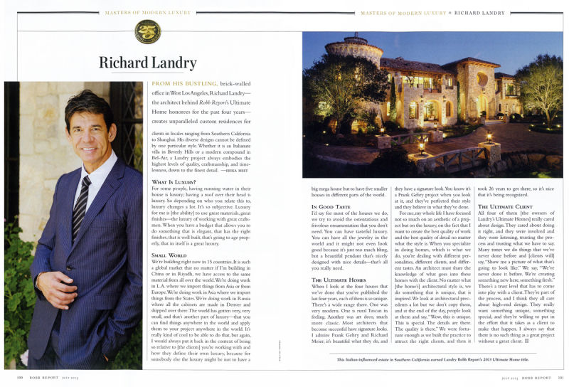 Richard Landry in Robb Report’s “Celebrating the Leaders of Luxury”